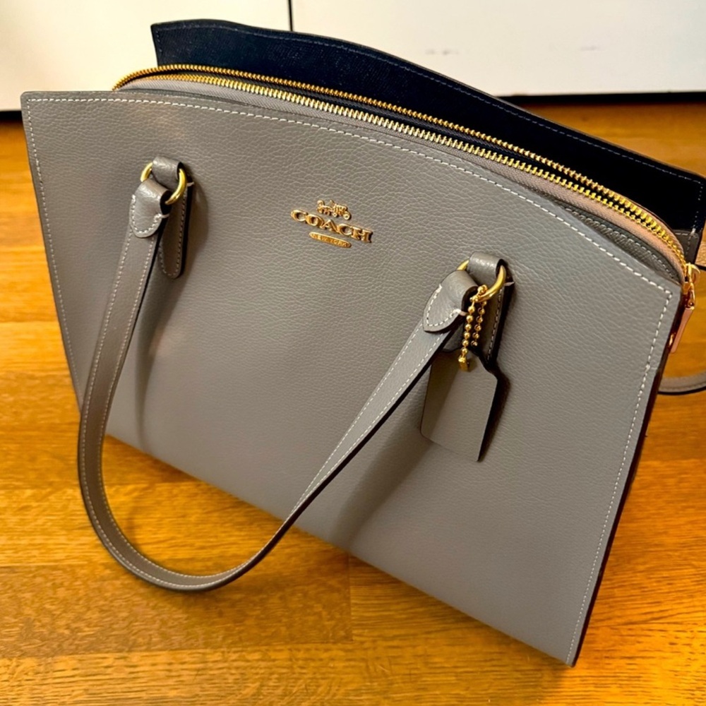 Coach Light Gray Leather Shoulder Bag